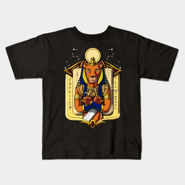 Egyptian Goddess Sekhmet Kids T-Shirt by underheaven